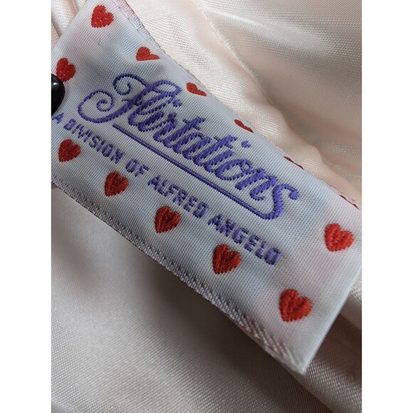 Vintage FLIRTATIONS 80s Prom Dress M Pink Satin Lace Strapless Union ILGWU USA - Picture 3 of 13